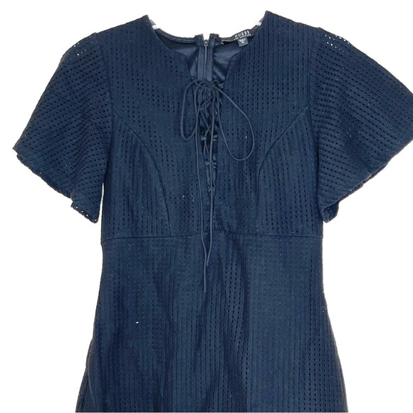 Guess Black Mesh Flutter Sleeves Mini Dress US XS - Picture 3 of 10